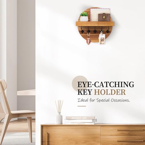 Support mural clés et courrier marron clair de 24 cm pour ne plus jamais perdre vos clés