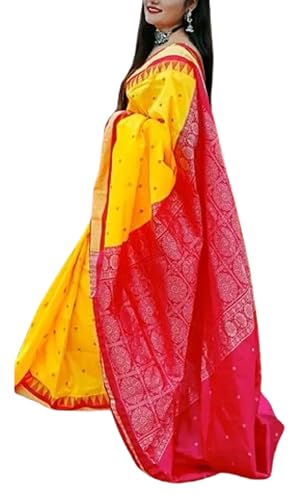 Generic yellow sambalpuri silk saree – image 2