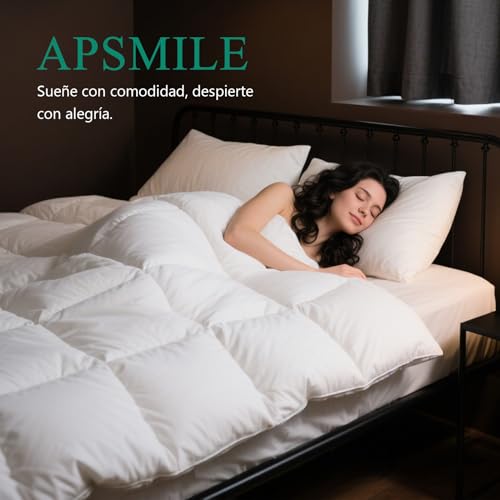 APSMILE Edredón de Plumas y Plumón Cama 90, 100% Algodón Egipcio, Relleno Nórdico Plumón para 4 Estaciones 320 gr/m², Lavable Certificado Oeko-Tex y RDS(Blanco, 135x200cm) - imagen 8