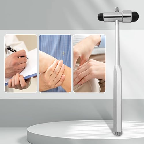 Yuiturt Neurologischer Reflexhammer 18cm mit Eingebautem Pinsel und Nadel, Massagehammer Zinklegierung, Reflexhammer Medizinischer, Neurologischer Reflexdiagnosehammer für Reflextests Schwarz