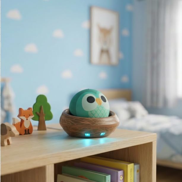Echo Dot (5th Gen, 2022 release) Kids | Designed for kids, with parental controls | Owl | & the Owl Nest Stand - image 2