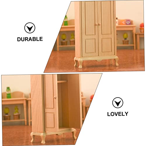 ibasenice 8 Pçs Guarda-Roupa Modelo Boneca De Brinquedo Armários De Madeira 1/12 Móveis Em Miniatura