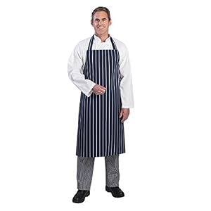 Nextday Catering A530 Whites Butchers Apron, Navy Stripe