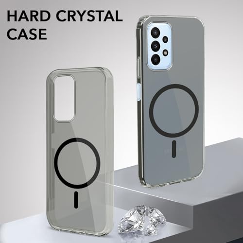 Image of Jkobi Lifetime Anti-Yellow MagSafe Compatible Clear Back Cover Case for Samsung Galaxy A23 4G | 5G (Sleek Hard Crystal | Shockproof and Camera Protection)