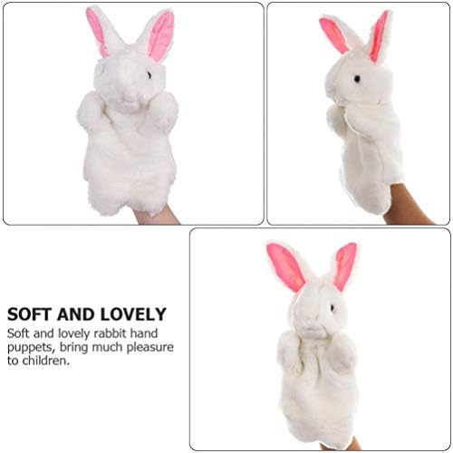 Tomaibaby Bunny Hand Puppet Role Play Puppets Stuffed Rabbit Hand Puppet Easter Plush Animal Toys for Party Favor (White)