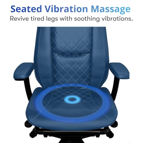 Image of Massage Office Chair - Elevate Your Workday with Our Reclining Office Chairs - Elegant and Timeless Blue Office Chair - Smart Massager Computer Chair
