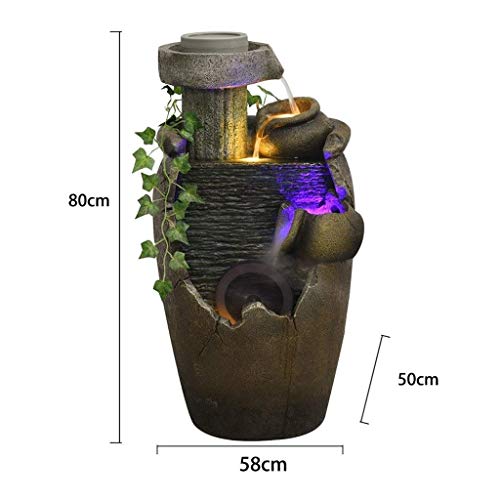 Desktop-Brunnen Kreativer Desktop-Brunnen Innenbrunnen Wasserfall Natural Tilt Kettle Fischteich Blumentopf Mit Zerstäuber Und Licht Dekorativer Brunnen (Farbe: A) - Image 3