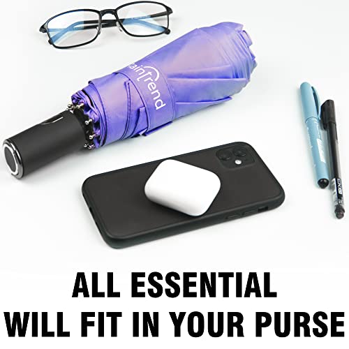 Purple Umbrella Travel Compact Windproof Small Mini Lightweight Foldable Automatic Auto Open Close Umbrellas For Rain Lavender - Womens Umbrella For Backpack Car Purse #TOP6