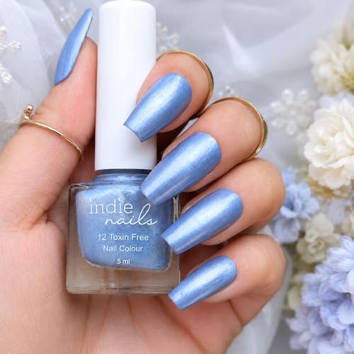 Image of Nail Polish for Women Metallic Finish Nail Paint 12 Toxin Free Long Lasting Quick Dry Vegan & Cruelty Free by Indie Nails (Aqua Gir)