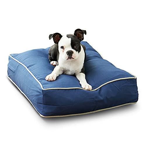 Charlie Rectangle Indoor/Outdoor Pillow Style Dog Bed, Navy, Extra Small (18" x 24")