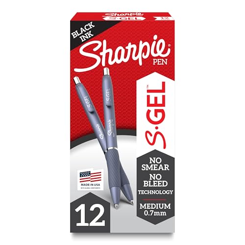 Image of Sharpie S-Gel Pens, Frost Blue Barrel, Medium Point (0.7mm), Black Gel Ink, 12 Count - Office Supplies, Journaling, Writing, Note-Taking