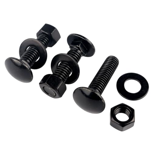 Image of 10 Sets 1 /4-20 x 1-1 /4 inch Carriage Bolts Screws Round Head Square Neck and Hex Nuts, Flat Washers 304 Stainless Steel 18-8 Full Thread, Black