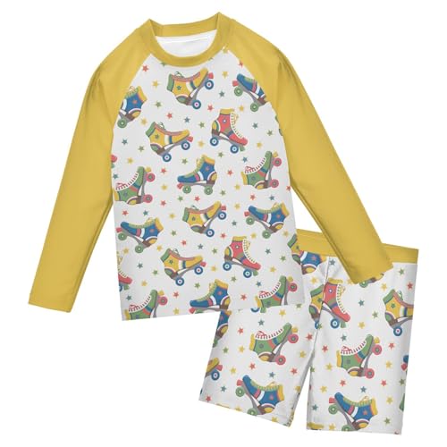 Boys Rash Guard Set Roller Skates Piece UP50+ Swim Set for Boys 3T-10T