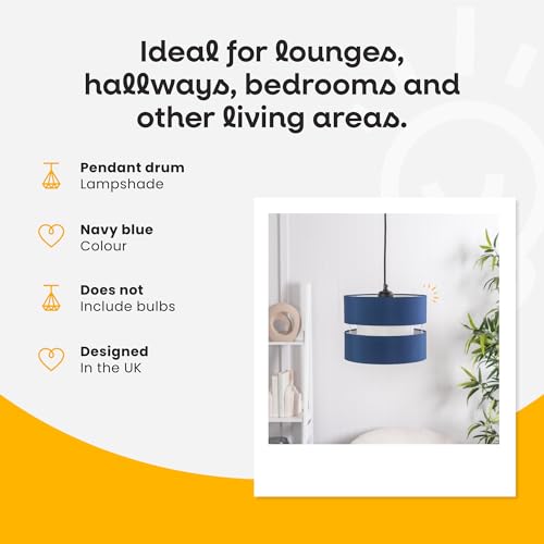 ValueLights | Small Ceiling Light Shade 2 Tier Pendant Lampshade in Navy Blue | Lamp Shades, Home Décor & Improvement Essential | 26cm Shade Width - Image 4