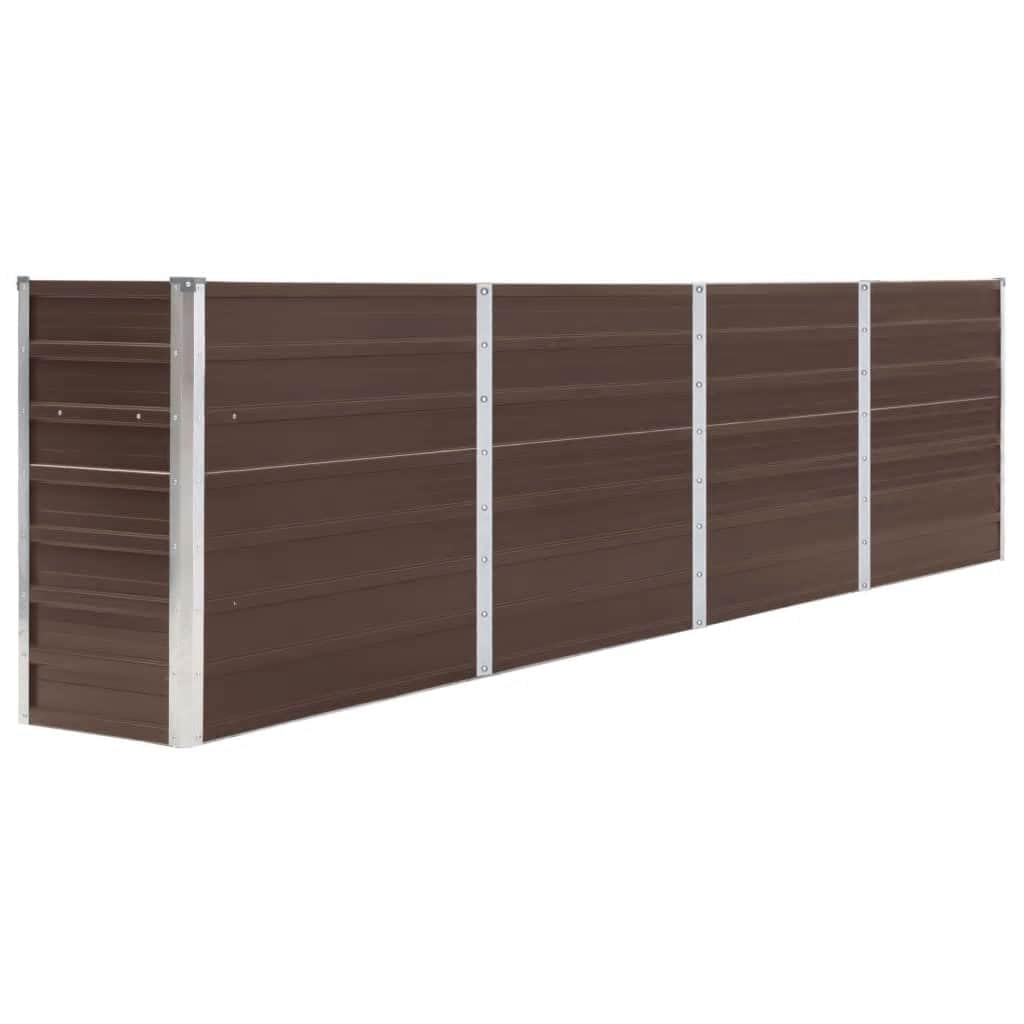 Raised Garden Bed - Galvanised Steel - 320x40x77cm - Brown