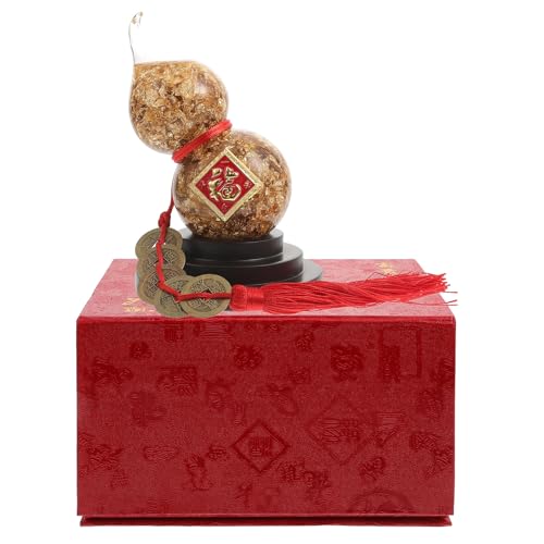 Calebasse feng shui laiton or ensemble 1 pièce boîte présent