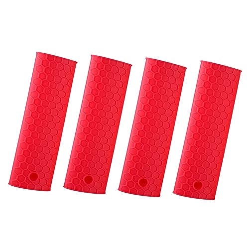 BAZEITFLOW 4 piezas Mango de Silicona para Ollas Resistente al Calor y Antideslizante Funda Protectora para Asas de Sartenes y Cazuelas de Rojo Candy para Utensilios de Cocina