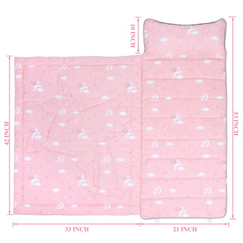 Poemuphi Toddler Nap Mat - Magical Unicorn Design With Removable Pillow And Soft Blanket, Slumber Bag For Girls' Daycare, Preschool, Travel, And Camping #TOP2