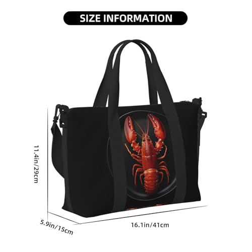 lobster red print Travel Duffel Bag, Sports Tote Gym Bag, Swim Pool Bag Large Shoulder Tote Bag for Beach Weekender4