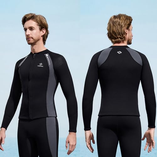 Wetsuit Top Men Women 3mm Neoprene Wet Suits Front Zip Jacket Long Sleeve Diving Suits Swimsuit for Surfing Swimming miniatura 2