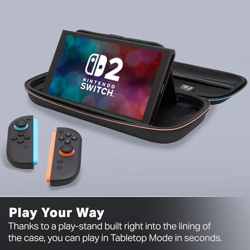 Image of PowerA Protection Case for Nintendo Switch 2 - Black, Officially Licensed, Protective Storage, Holds up to 9 Game Cards and 2 microSD Express Cards, Integrated Play Stand