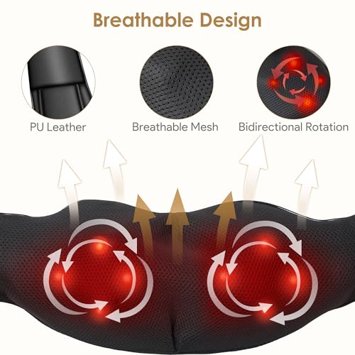 Brelley Massagegerät, Nackenmassagegerät mit Wärme 3D Massage, Rückenmassagegerät, Shiatsu Massage für Nacken, Rücken, Beine, Geschenke für Frauen, Männer 5