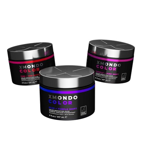 XMONDO Shade Shift Color Depositing Mask Bundle – 3 Light-Reactive Semi-Permanent Hair Masks for Blonde to Light Brown Hair – Bond Booster + Hydrating Formula – 3 Shades, 8 fl. oz. Each