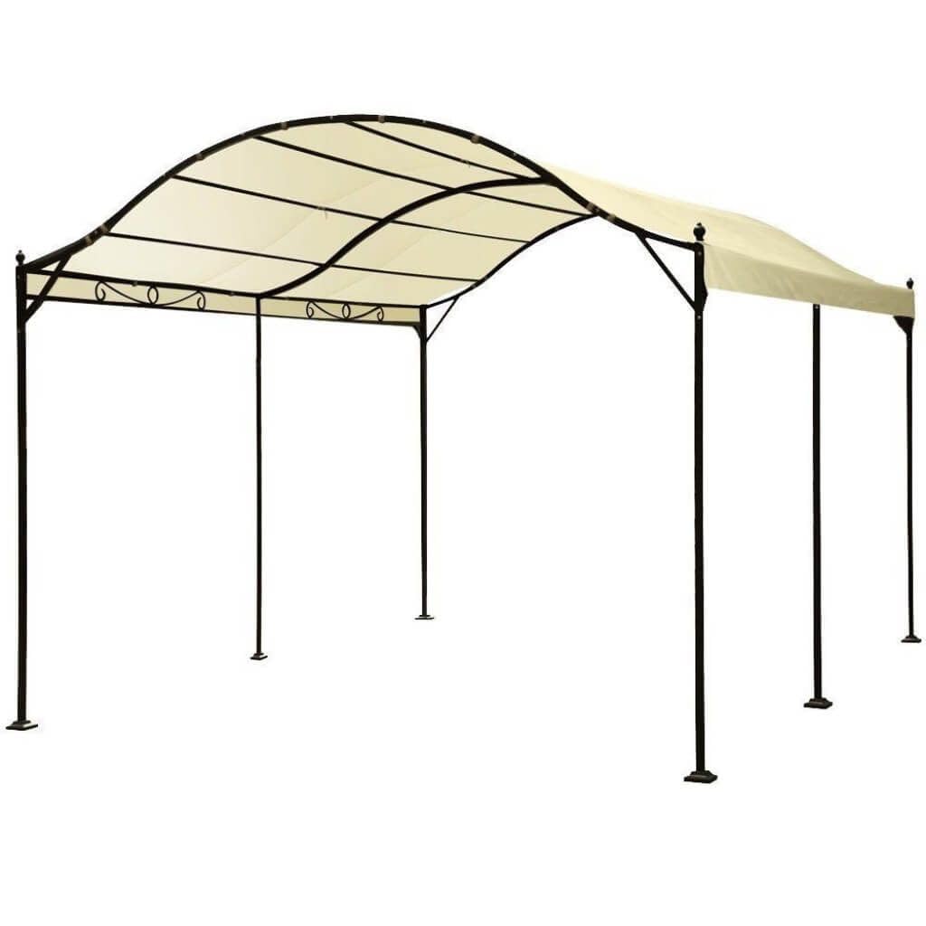 MilaniHome.it - Gazebo 3x4 A Onda in Metallo Ferro Nero con Telo Beige per Esterno Giardino Ricovero Copri Autodi coloreAntracite