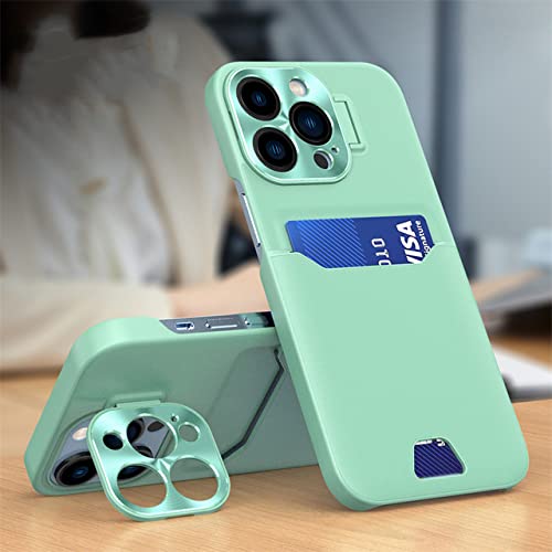 Coque en cuir de luxe iPhone 12 Pro Max vert menthe avec porte-cartes et support