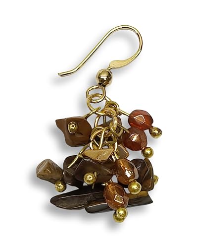 Image of DCA Brown Tiger Eye Women Earrings (Brown)(2083)