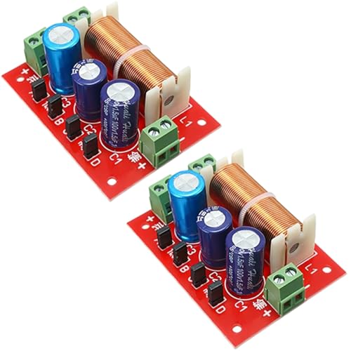 2Pcs 400W Adjustable Treble/Bass 2-Way Speaker Crossover Filters with Frequency Divider Technology for Multi-Speaker Audio Systems
