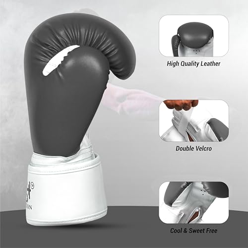 Image of Boxing Gloves - Faux Leather Training Gloves with Hook and Loop Velcro Closure for Long-Lasting Strength and Durability