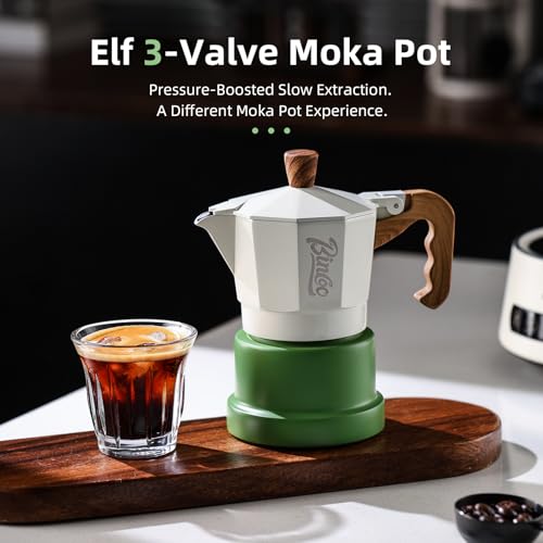 Image of Bincoo Espresso Maker Stovetop,Camping Moka Pot 2 Cup /120ML,Stove Top Espresso Italian Coffee Maker,Easy to Use (White-green)