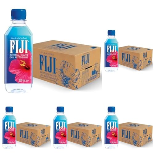 Fiji Water - Eau Minérale Plate des Îles Fidji - Eau Artésienne Enrichie en Minéraux - Filtration Naturelle, Conditionnée sans Contact avec la Main de l'Homme - Carton de 24 bouteilles *330 ml