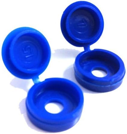 Pack of 50, 6/8g Blue Hinged One Piece Plastic Screw Cover Caps (Small, 6/8g)