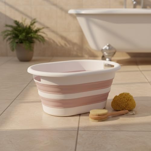 Deconox Katlanabilir Çamaşır Sepeti 27 Litre, Katlanabilir Oyuncak Sepeti, Plastik Çamaşır Sepeti, Katlanabilir Çamaşır Selesi | 27 Litrelik Hacmiyle İdeal Depolama Çözümü! (Gri-Pembe) (PEMBE) - Görsel 5