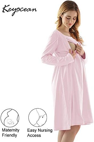 Amazon.com: Keyocean - Camisones para mujer, algodón suave de manga larga  para maternidad, M : Ropa, Zapatos y Joyería