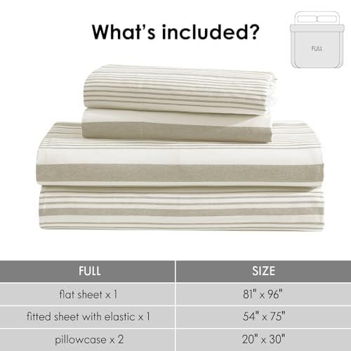Image of ClevaHome Full Sheets Set - 4 Piece Fitted Bed Sheet Set, Desert Stripe