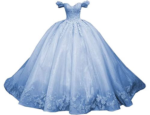 Mouccy Princess Off Shoulder Sweet 15 16 Quinceanera Dresses Lace Puffy Prom Gowns Long Birthday Ball Gowns with Train