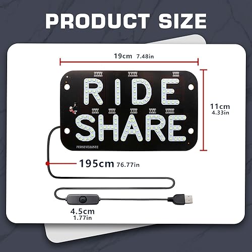 Image of YSY Juren LED Car Window Accessory Sign RIDESHARE for Ride Share Drivers Taxi Light (Green)