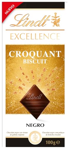 Lindt EXCELLENCE Chocolate Negro Croquant con Biscuit 100g – Tableta...