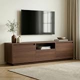Dmora Mobile Porta TV Lovere 160x30x42h cm Marrone Noce Un Ripiano 3 Ante, 4 Vani