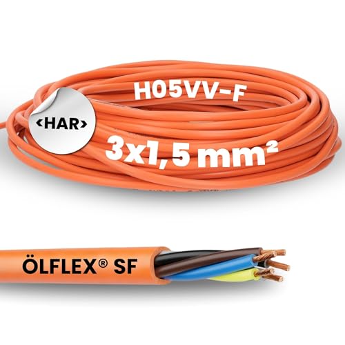 Lapp 0027701 Ölflex SF H05VV-F - Cable eléctrico de PVC (10 m, 3 x 1,5 mm², cable de conexión 3G1,5 mm², con conductor de protección verde y amarillo)