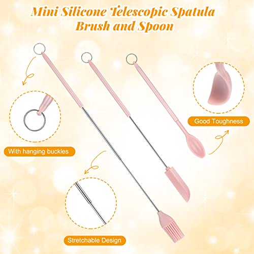 12 Pieces Mini Silicone Telescopic Spatula Brush And Spoon Heat Resistant Silicone Spatula Sets Adjustable Jar Spatula With Hanging Buckle Makeup Spatula For Household Kitchen Cooking Cosmetics #TOP4