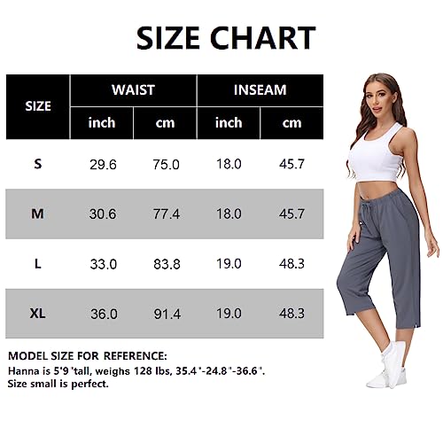 Women's Cropped Capri Pant Pull On Workout Drawstring Summer Capri Pants With Pockets Ladies Lightweight Yoga Capri/Ankle Pant (Khaki, M) #TOP5