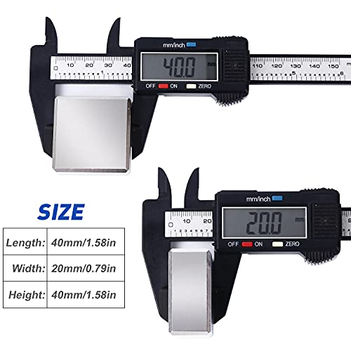 Mikede 40X40X20Mm Neodymium Block Magnet, Super Strong Permanent Magnet Disc Powerful Rare Earth Magnets- One Piece #TOP2