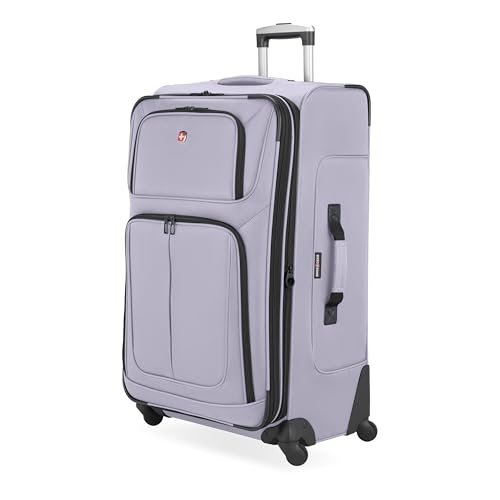 SwissGear Sion Softside Expandable Luggage with Spinner Wheels, Evening Haze, Checked-Large 29-Inch