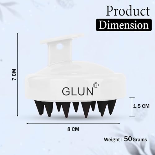 Image of GLUN Pack of 2 Scalp Shampoo Brush - Silicone Hair Scalp Massager for Dandruff Removal & Deep Cleansing (White)