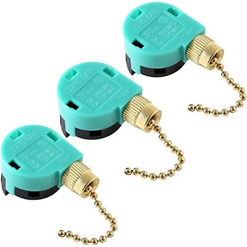Akahttbn Ceiling Fan 3 Speed 4 Wire Ze-268s6 - Zing Ear Pull Chain Switch for Hunter Fan Light Replacement (Brass) 3 Pcs