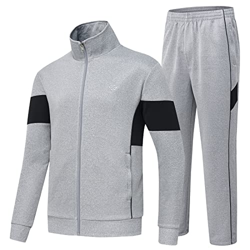 Mens Sweatsuits 2 Piece Track Suits For Men Set Mens Athletic Set Mens Tracksuit 2 Piece Men Sport Jackets Casual Sweatsuit Men Grey Large #TOP23